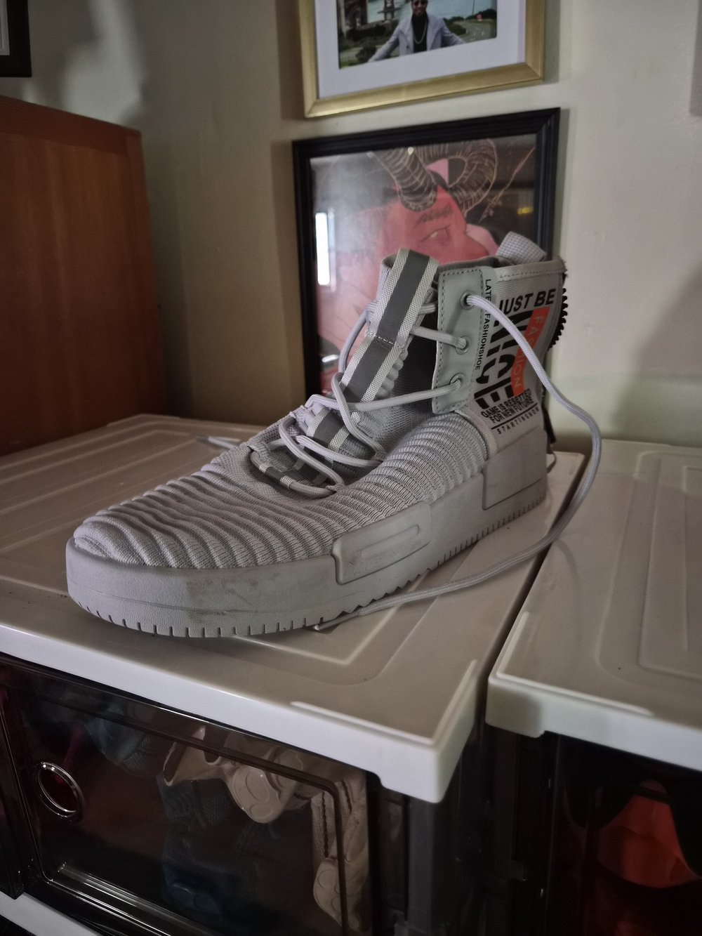 Men's High-Top Athletic Sneakers - Light Gray